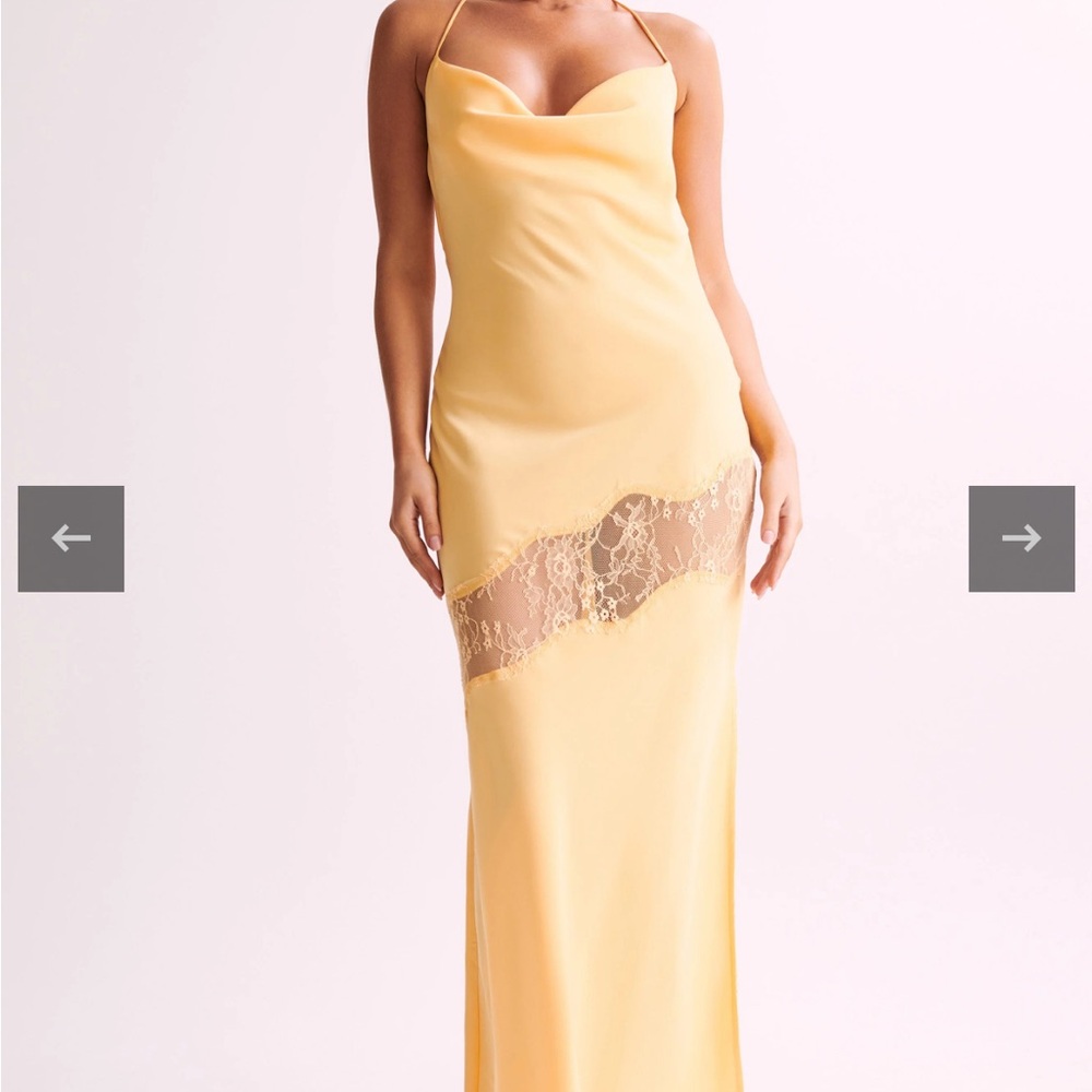 Elegant Yellow Lace Slip Dress